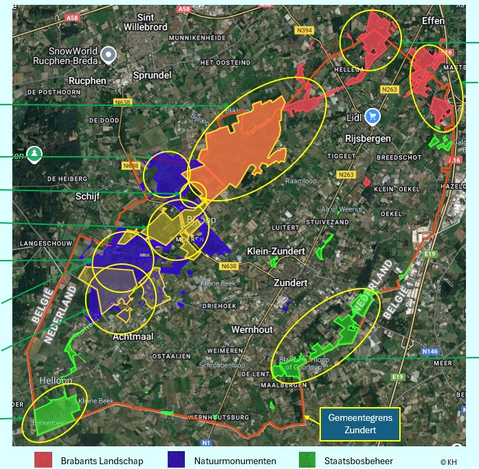 Kaart Natuur Zundert zonder namen